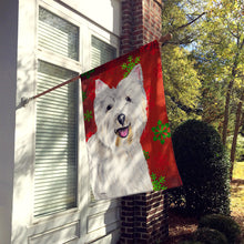 Load image into Gallery viewer, Westie Red and Green Snowflakes Holiday Christmas Flag Canvas House Size