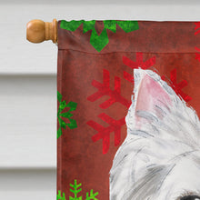 Load image into Gallery viewer, Westie Red and Green Snowflakes Holiday Christmas Flag Canvas House Size