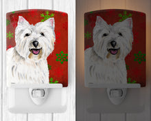 Load image into Gallery viewer, Westie Red and Green Snowflakes Holiday Christmas Ceramic Night Light SC9410CNL