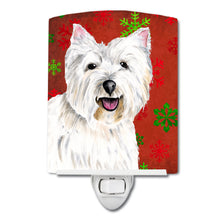 Load image into Gallery viewer, Westie Red and Green Snowflakes Holiday Christmas Ceramic Night Light SC9410CNL