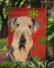 Load image into Gallery viewer, Airedale Red and Green Snowflakes Holiday Christmas Garden Flag – Decorative Outdoor Yard Flag