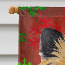 Load image into Gallery viewer, Cairn Terrier Red and Green Snowflakes Holiday Christmas Flag Canvas House Size