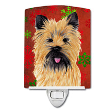 Load image into Gallery viewer, Cairn Terrier Red and Green Snowflakes Holiday Christmas Ceramic Night Light SC9415CNL