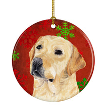 Load image into Gallery viewer, Labrador Red Snowflakes Holiday Christmas Ornament - Round Ceramic Ornament – Artist-Designed Keepsake Decoration SC9416