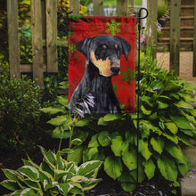 Load image into Gallery viewer, Doberman Red and Green Snowflakes Holiday Christmas Garden Flag – Decorative Outdoor Yard Flag