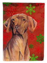 Load image into Gallery viewer, Vizsla Red and Green Snowflakes Holiday Christmas Flag Canvas House Size