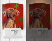 Load image into Gallery viewer, Vizsla Red and Green Snowflakes Holiday Christmas Ceramic Night Light SC9418CNL