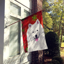 Load image into Gallery viewer, American Eskimo Red  Green Snowflakes Holiday Christmas Flag Canvas House Size