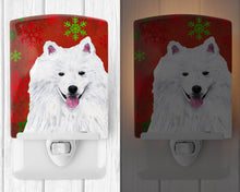 Load image into Gallery viewer, American Eskimo Red and Green Snowflakes Holiday Christmas Ceramic Night Light SC9419CNL