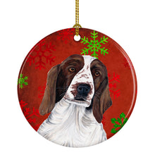 Load image into Gallery viewer, Welsh Springer Spaniel Red Snowflakes Holiday Christmas Ornament - Round Ceramic Ornament – Artist-Designed Keepsake Decoration SC9420