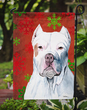 Load image into Gallery viewer, Pit Bull Red and Green Snowflakes Holiday Christmas Garden Flag – Decorative Outdoor Yard Flag