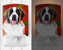 Load image into Gallery viewer, Saint Bernard Red Green Snowflake Christmas Ceramic Night Light SC9422CNL