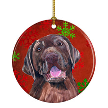 Load image into Gallery viewer, Labrador Red Snowflakes Holiday Christmas Ornament - Round Ceramic Ornament – Artist-Designed Keepsake Decoration SC9424