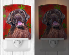 Load image into Gallery viewer, Labrador Red and Green Snowflakes Holiday Christmas Ceramic Night Light SC9424CNL