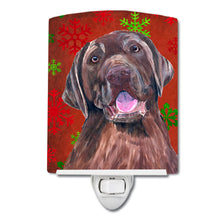 Load image into Gallery viewer, Labrador Red and Green Snowflakes Holiday Christmas Ceramic Night Light SC9424CNL