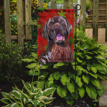 Load image into Gallery viewer, Labrador Red and Green Snowflakes Holiday Christmas Garden Flag – Decorative Outdoor Yard Flag