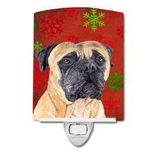 Load image into Gallery viewer, Mastiff Red and Green Snowflakes Holiday Christmas Ceramic Night Light SC9425CNL