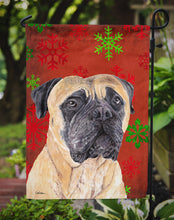 Load image into Gallery viewer, Mastiff Red and Green Snowflakes Holiday Christmas Garden Flag – Decorative Outdoor Yard Flag