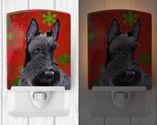 Load image into Gallery viewer, Scottish Terrier Red and Green Snowflakes Holiday Christmas Ceramic Night Light SC9426CNL