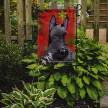 Load image into Gallery viewer, Scottish Terrier Red and Green Snowflakes Holiday Christmas Garden Flag – Decorative Outdoor Yard Flag