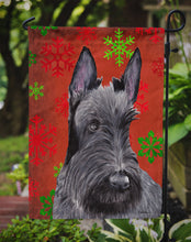Load image into Gallery viewer, Scottish Terrier Red and Green Snowflakes Holiday Christmas Garden Flag – Decorative Outdoor Yard Flag