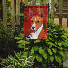 Load image into Gallery viewer, Basenji Red and Green Snowflakes Holiday Christmas Garden Flag – Decorative Outdoor Yard Flag