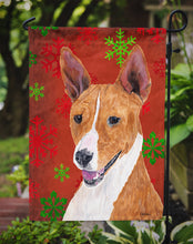 Load image into Gallery viewer, Basenji Red and Green Snowflakes Holiday Christmas Garden Flag – Decorative Outdoor Yard Flag