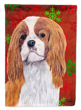 Load image into Gallery viewer, Cavalier Spaniel Red  Green Snowflakes Holiday Christmas Flag Canvas House Size