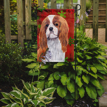 Load image into Gallery viewer, Cavalier Spaniel Red and Green Snowflakes Holiday Christmas Garden Flag – Decorative Outdoor Yard Flag