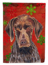 Load image into Gallery viewer, German Shorthaired Pointer Red  Snowflakes Holiday Christmas Flag  House Size