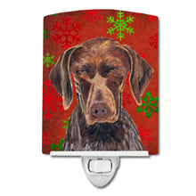 Load image into Gallery viewer, German Shorthaired Pointer Red  Snowflakes Holiday Christmas Ceramic Night Light SC9435CNL