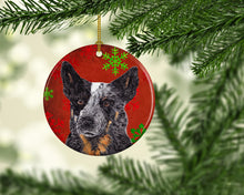 Load image into Gallery viewer, Australian Cattle Dog Red Snowflakes Holiday Christmas Ornament - Round Ceramic Ornament – Artist-Designed Keepsake Decoration SC9436
