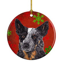Load image into Gallery viewer, Australian Cattle Dog Red Snowflakes Holiday Christmas Ornament - Round Ceramic Ornament – Artist-Designed Keepsake Decoration SC9436