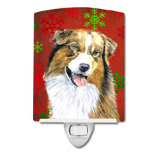 Load image into Gallery viewer, Australian Shepherd Red Green Snowflakes Christmas Ceramic Night Light SC9437CNL