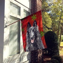 Load image into Gallery viewer, Belgian Sheepdog Red  Green Snowflakes Holiday Christmas Flag Canvas House Size