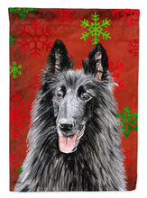 Load image into Gallery viewer, Belgian Sheepdog Red  Green Snowflakes Holiday Christmas Flag Canvas House Size