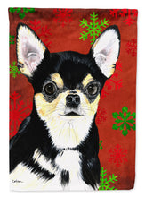 Load image into Gallery viewer, Chihuahua Red and Green Snowflakes Holiday Christmas Flag Canvas House Size