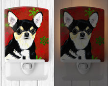 Load image into Gallery viewer, Chihuahua Red and Green Snowflakes Holiday Christmas Ceramic Night Light SC9439CNL