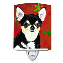 Load image into Gallery viewer, Chihuahua Red and Green Snowflakes Holiday Christmas Ceramic Night Light SC9439CNL