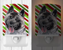 Load image into Gallery viewer, Akita Candy Cane Holiday Christmas Ceramic Night Light SC9480CNL