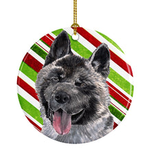 Load image into Gallery viewer, Akita Candy Cane Holiday Christmas Ceramic Ornament SC9480CO1