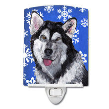 Load image into Gallery viewer, Alaskan Malamute Winter Snowflakes Holiday Ceramic Night Light SC9491CNL