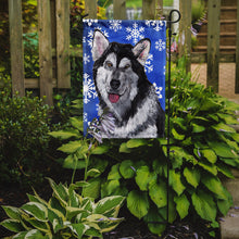 Load image into Gallery viewer, Alaskan Malamute Winter Snowflakes Holiday Garden Flag – Decorative Outdoor Yard Flag SC9491GF