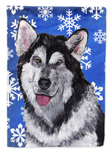 Load image into Gallery viewer, Alaskan Malamute Winter Snowflakes Holiday Garden Flag – Decorative Outdoor Yard Flag SC9491GF