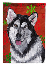 Load image into Gallery viewer, Alaskan Malamute Red Snowflakes Holiday Christmas  Flag Canvas House Size SC9492CHF