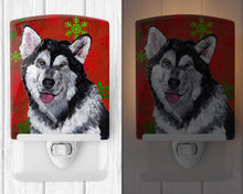 Load image into Gallery viewer, Alaskan Malamute Red Snowflakes Holiday Christmas  Ceramic Night Light SC9492CNL