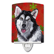 Load image into Gallery viewer, Alaskan Malamute Red Snowflakes Holiday Christmas  Ceramic Night Light SC9492CNL