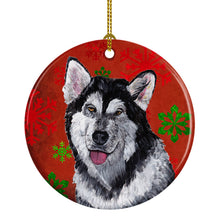 Load image into Gallery viewer, Alaskan Malamute Red Snowflakes Holiday Christmas Ceramic Ornament SC9492CO1