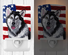 Load image into Gallery viewer, Alaskan Malamute USA Patriotic American Flag Ceramic Night Light SC9497CNL