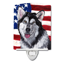 Load image into Gallery viewer, Alaskan Malamute USA Patriotic American Flag Ceramic Night Light SC9497CNL